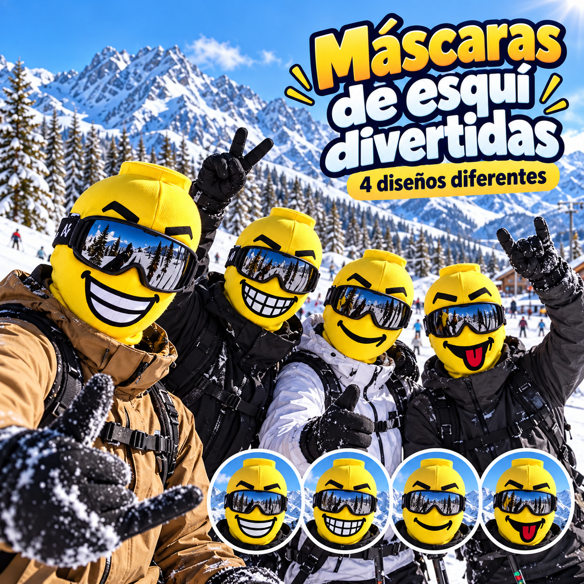 Pasamontañas de esquí con cara de muñeco